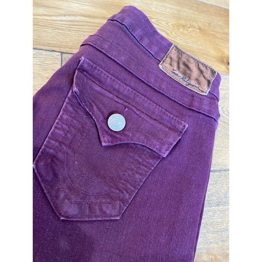 True Religion Serena Maroon Glitter Skinny Jeans - Picture 7 of 12